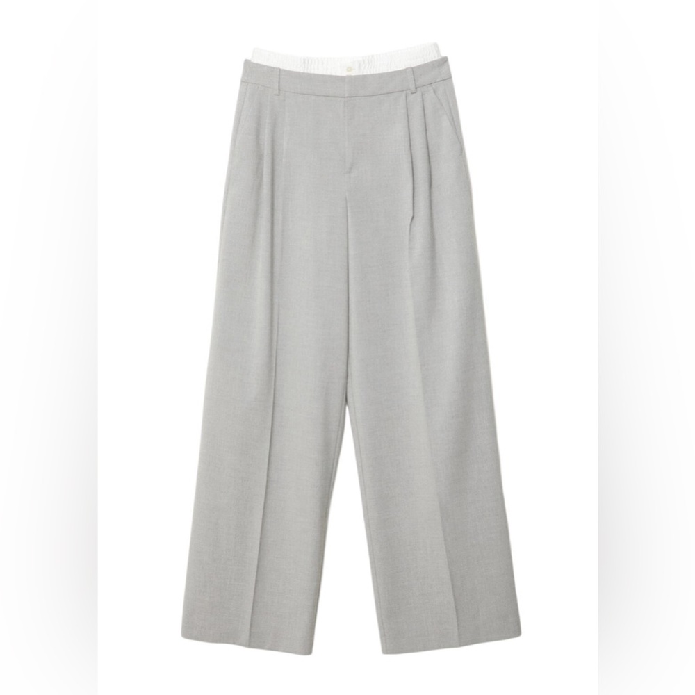Stradivarius Gray Wide-Leg Trousers